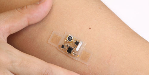 dermal electronic patch provide everyday health monitoring such as EKG and EEG testing, sending data, wirelessly to smartphone or computer.