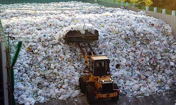 Plastic wate filling landfills