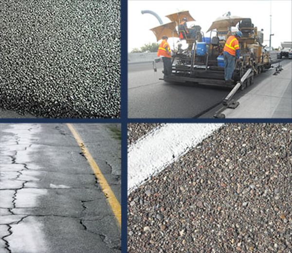 asphalt rubber, durable road under construction